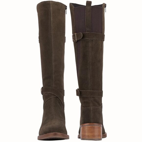 NEW VINTAGE FOUNDRY Suede Berenice Tall Boots in army green for women 1125 5t3 - Picture 3 of 10